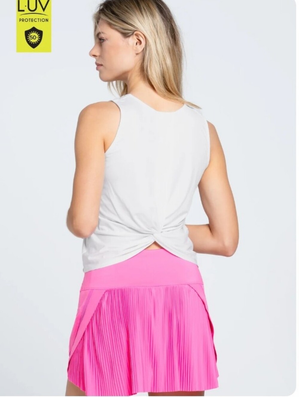 Lucky In Love Freedom Crop Tank Top Size Small White Tennis Pickleball Gym